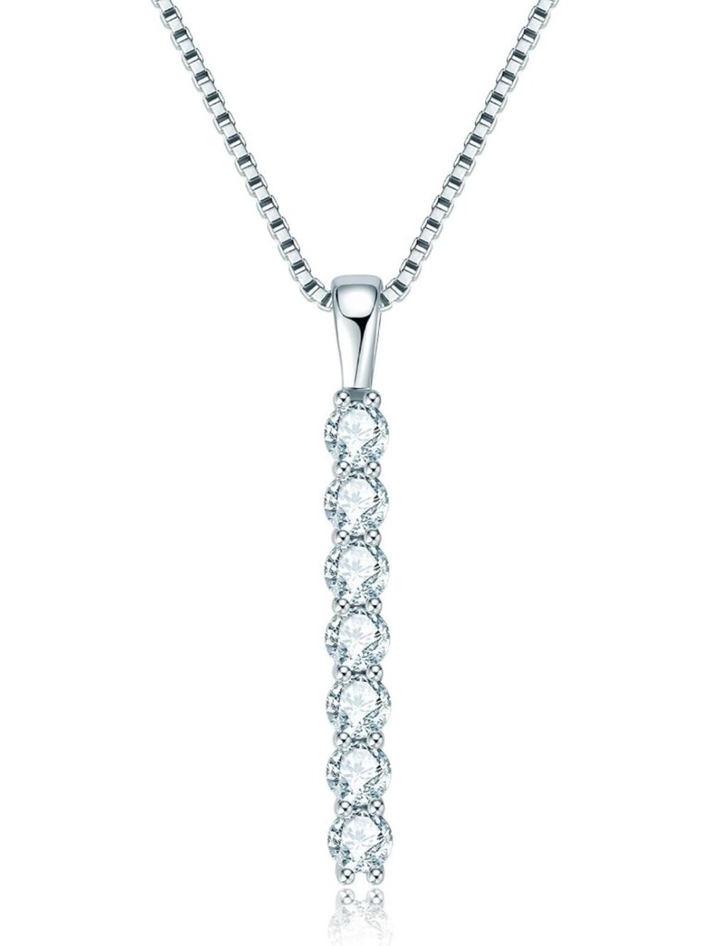 Elegant 925 Sterling Silver Moissanite Bar Necklace - Dazzling Gift for Her